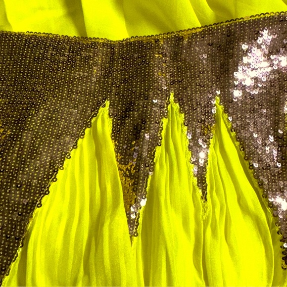 Yellow Cynthia Rowley Silk Peasant SKIRT ONLY w/ Copper Colored Sequins, NWT Sz0 - Picture 11 of 11